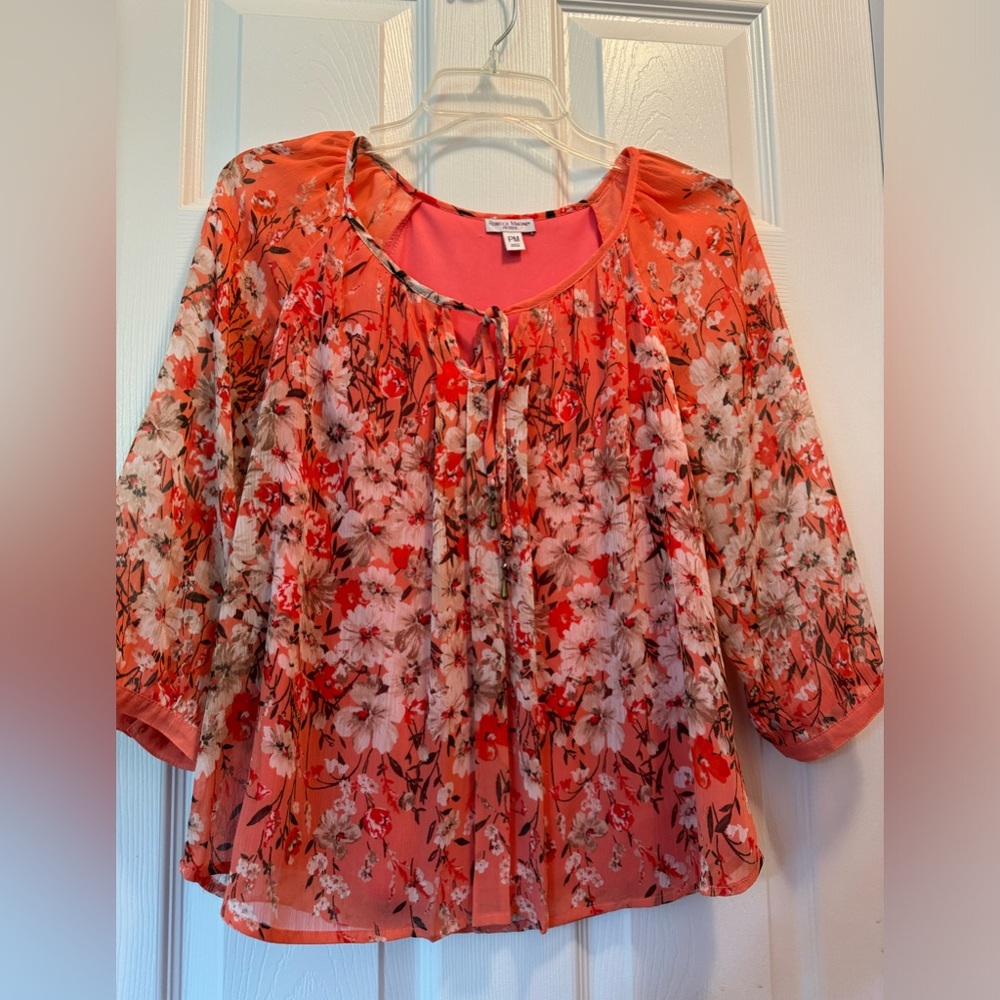 Peach floral blouse